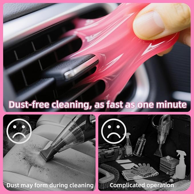 ColorCoral 2Pack Car Cleaning Gel Reusable Detailing Kit Slime Cleaner Pink | Dust Cleaning Gel Keyboard Slime for Car Interior Air Vent Cleaner, Auto Detailing Tools Accessories car cleaning putty Rose