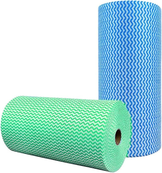 Disposable Cleaning Cloths Reusable Dish Cloths Dish Towels Blue Kitchen Towels Handy Wipes On Rolls Total 2 Roll 100 Pcs