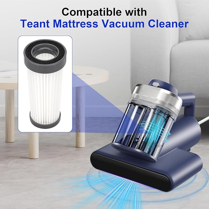 Mattress Vacuum Filters Compatible with Teant Mattress Bed Vacuum Cleaner | Washable Hepa Mattress Filters Replacement for Teant Blue, Grey Upgrade, Pink Bed Mattress Vacuum (4 Pack)