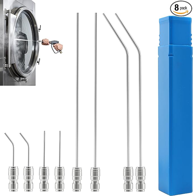 Pressure Washer Nozzle Kit, 8 Pack, 1-2 GPM | Power Washer Needle Tips for Car, Washing Machine, AC Coil, Water Heater, Appliance Cleaning, 1/4” Quick Connect