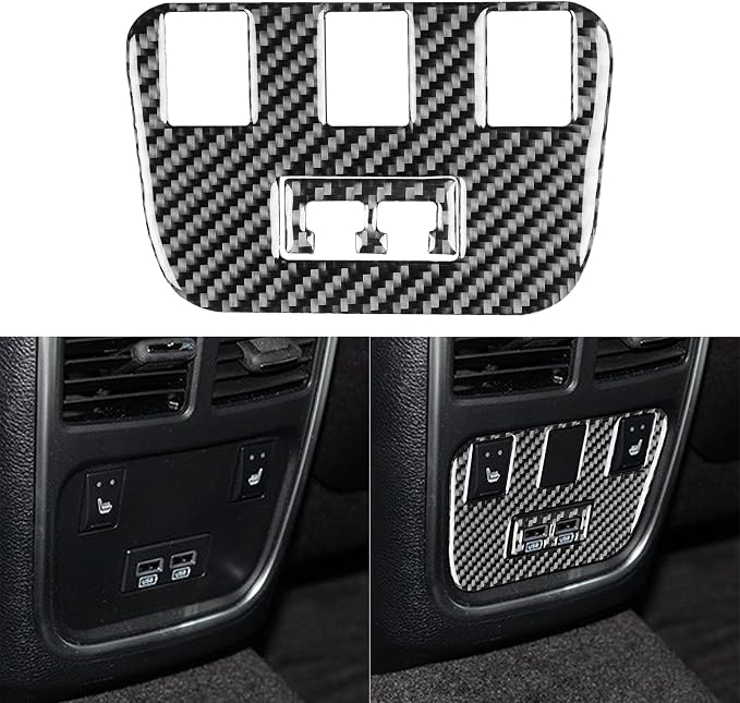 Real Carbon Fiber Trim for Dodge Charger Chrysler 300 Accessories | for Charger 2011+ Chrysler 300 2011-2023 Rear USB Panel Sticker Interior Thick Overlay Decal - A