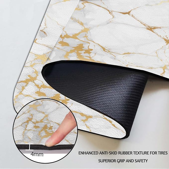 MCALK Marble White Dish Drying Mat for Kitchen Counter, Gold Dish Drying Pad with Anti-Slip Rubber Base, Absorbent Kitchen Sink Mat with Modern Art Decor (1 pc 18" x 16")