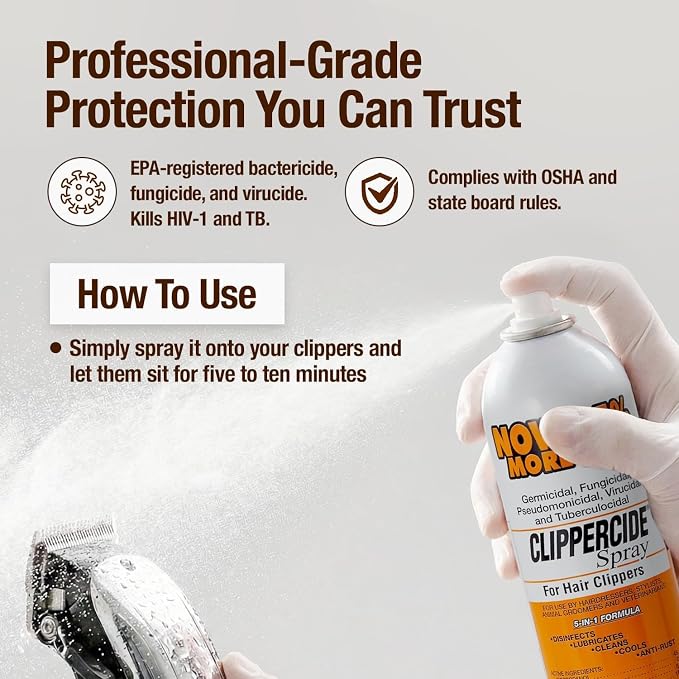 CLIPPERCIDE 5-in-1 Clipper Disinfectant Spray 15oz, 3 Pack | Cleans, Lubricates, Cools, Prevents Rust & Disinfects | Professional Clipper Spray for Barbers, Stylists & Pet Groomers | Made by BARBICIDE