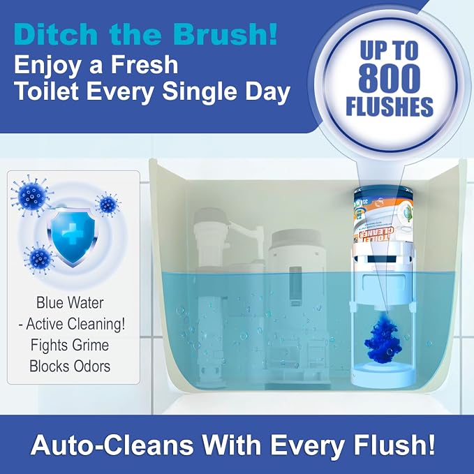 eHouse Refill bottle for Automatic Toilet Bowl Cleaner with antibacterial and cleaning properties, rich foam, and a pleasant Lemon fragrance (bottle only, no device included).