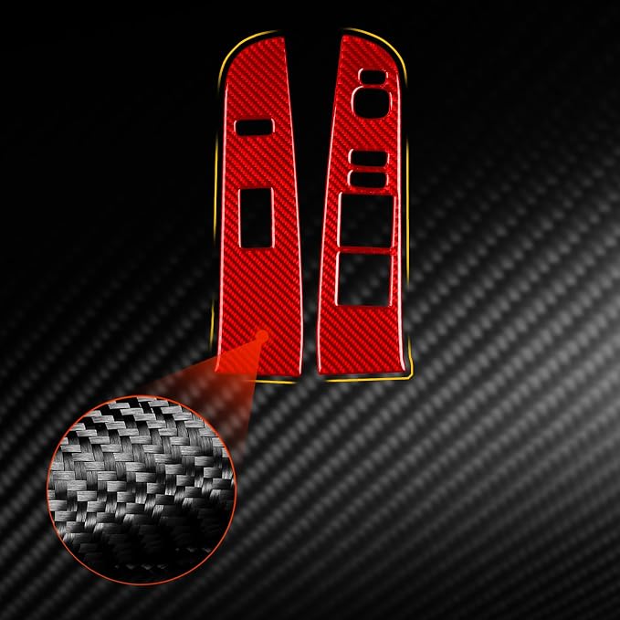 Real Carbon Fiber Trim for Toyota Camry Accessories | for 2012 2013 2014 Door Glass Lifting Control Panel Window Switch Panel Interior Thick Overlay Decal 2PCs