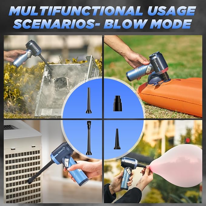 Saker Handheld Car Vacuum Portable Cordless17000Pa HL132 Blue | Small Car Vacuum with Brushless Motor,Air Duster Blower,Rechargeable Foldable Vacuum Cleaner,for Home, Office Pet