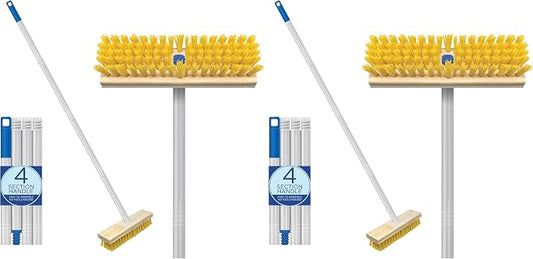 LOLA Deck Scrub Brush Outdoor Broom, Durable Bristles Remove Dirt, Grime, Grout, Leaves, Snow on Patios, Decks, Wet or Dry, 2 Pack