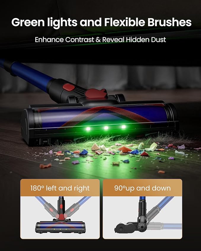 Cordless Vacuum Cleaner, 650W/55Kpa Vacuum Cleaners for Home, 70Mins Stick Vacuum with Self-Standing,Anti-Tangle,Wall Mount Charging,Lightweight Wireless Vacuum for Hardwood Floors Carpet Pet Hair Car