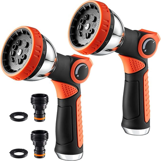 Garden Hose Nozzle High Pressure Leak Proof Spray Water Hose Nozzle Sprayer | Thumb Control 10 Spray Patterns On Off Valve Non-Slip Grip Hose Sprayer Nozzle for Plants & Lawns Watering,Car&Pet Washing