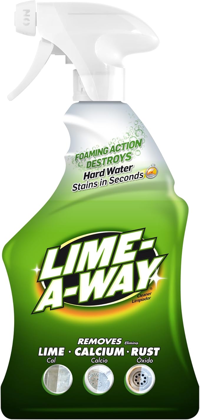 Lime-A-Way Hard Water Stain Remover Spray, Removes Lime, Calcium & Rust in Seconds, Bathroom Cleaner, 22 fl oz