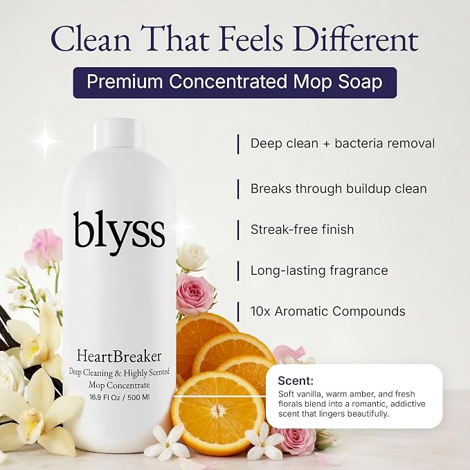 Mop Soap Heartbreaker, Floor Cleaner for Mopping, Luxury Scented Mop Soap, LVP Vinyl Laminate and Hardwood Floor Cleaner Solution, Plant Powered Floor Cleaner