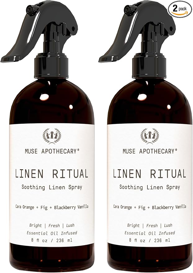 Muse Apothecary Linen Ritual - Aromatic, Soothing, and Relaxing Linen Mist, Laundry and Fabric Spray - Infused with Aromatherapy Essential Oils - 8 oz, Cara Orange + Fig + Blackberry Vanilla, 2 Pack