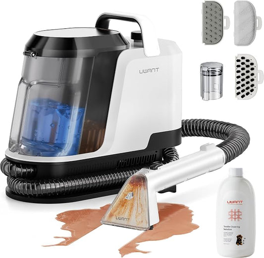 Uwant Portable Carpet and Upholstery for Deep Cleaner, 18Kpa Carpet Cleaner Machine for Cars, Pets with Cleaning Tool and Self Cleaning Set of 1 for Spot, Rug, Couch | Carpet Cleaner Machine for Couch Spot Cleaner Machine with Textile Solution, 2.4L Wa...