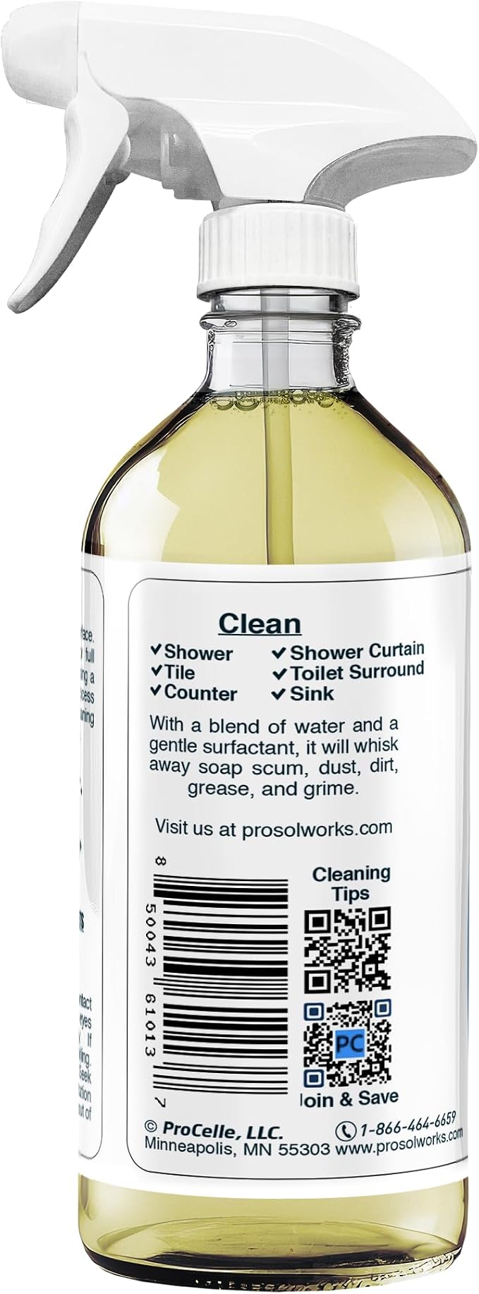 Bathroom Cleaner 16 oz - Daily Cleaning Spray for Shower Curtain, Sink, Shower, Tile, Bathtub, & Toilet Bowl Cleaners Revealing Natural Shine & Refreshing Scent- Safe on All Surface