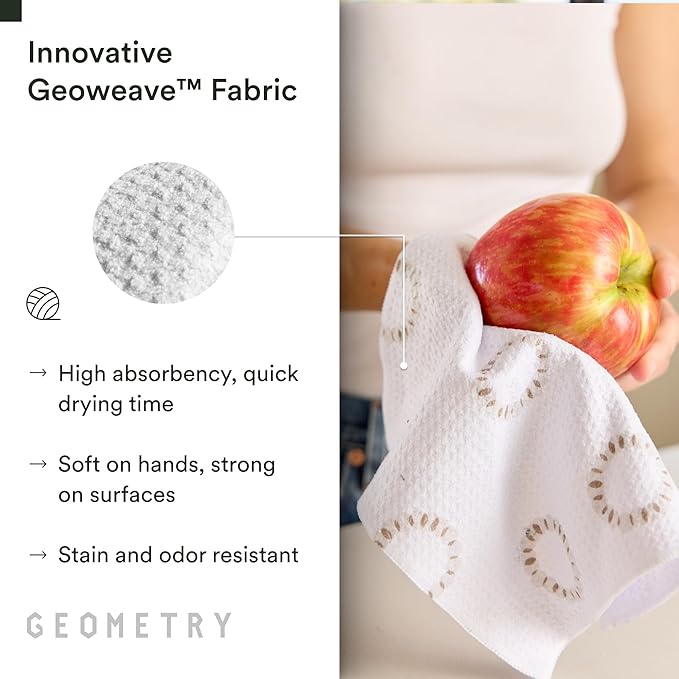GEOMETRY Dishcloth – Evergreen Collection – Quick-Dry, Ultra-Absorbent, Reusable Microfiber Kitchen Towels for Drying & Cleaning - Pebble Play - 3-Pieces