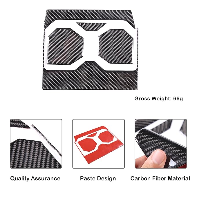 Car Front Seat Central Armrest Cup Holder Cup Panel Trim Sticker Compatible with Toyota Tundra/Sequoia 2022-2024 Real Carbon Fiber Center Console Cup Holder Decorative Frame Protect Cover Accessories