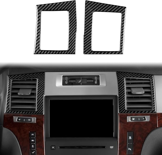 Fit for Cadillac Escalade ESV 2007-2014 / EXT Hybrid 2009-2013 | Real Carbon Fiber | Central Console Vent Dashboard Side Air Vent Trim | Stickers | Anti-scratch