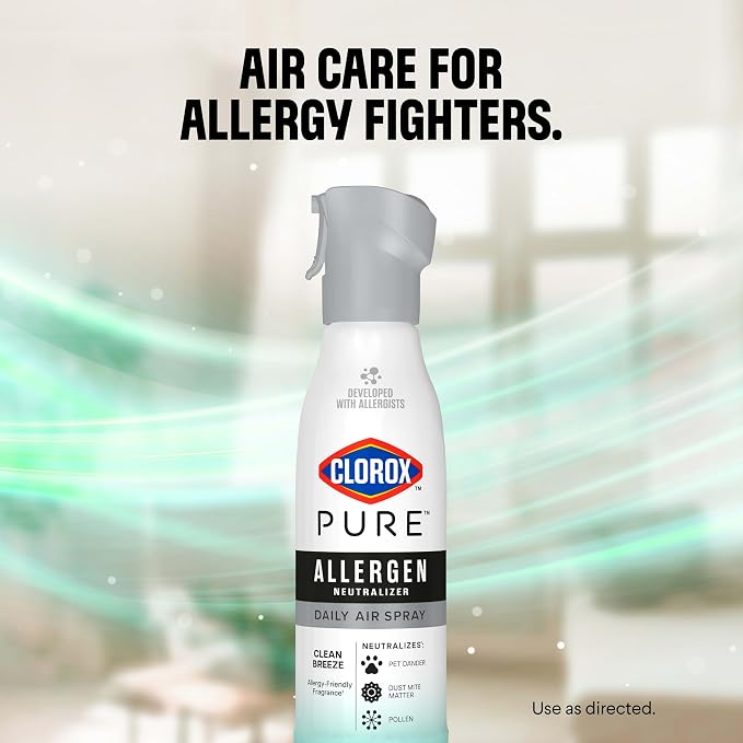 Clorox PURE Allergen Neutralizer Daily Air Spray, Clean Breeze, 8 Ounces