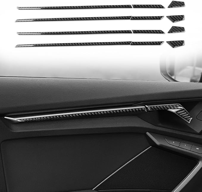 Real Carbon Fiber Door Stickers Fit for Audi A3 8Y S3 2021-2025 | Door Panel Trim Accent Decorations | Accessories | Thick Overlay