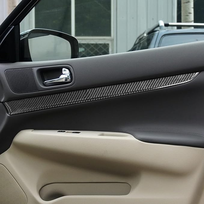 Real Carbon Fiber Trim for Infiniti Accessories | for G35 G37 G25 Q60 Q40 2007-2015 2008 2009 2010 2011 2012 2013 2014 X S Sedan Door Inner Panel Thick Overlay Decal - A