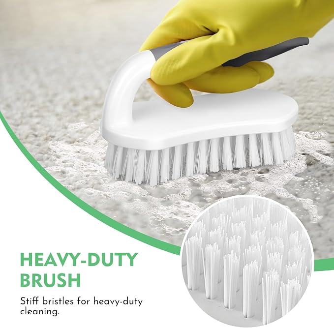 SetSail Scrub Brush, Heavy-Duty Stiff Bristle Cleaning Scrubber, 4 Pack | Durable Bristles Ergonomic Non-Slip Tpr Grip. U-Style Hanging Loop for Storage. Use for Shower, Tub, Tile, Kitchen, Carpet.