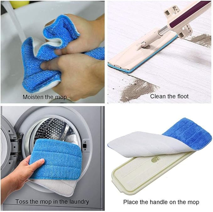 Microfiber Replacement Mop Pad, 18" x 6" Wet & Dry Home & Commercial Cleaning Refills, Reusable Floor Mop Pads (6 Pack) Blue | 6 Pack Microfiber Replacement Mop Pad, 18" x 6" Wet & Dry Home & Commercial Cleaning Refills, Reusable Floor Mop Pads Blue