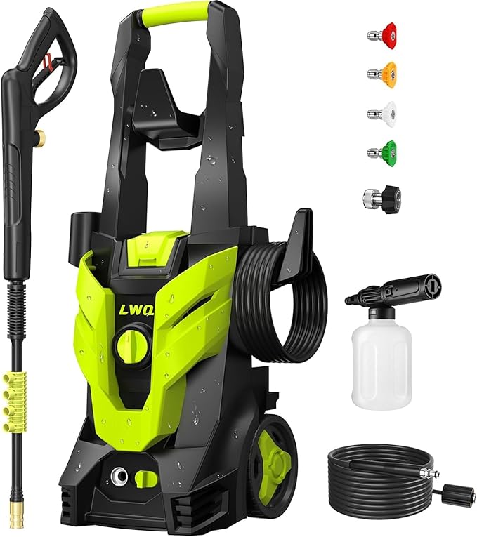Pressure Washer, Portable Power Washer, 4 Quick Connect Nozzles, High Pressure Cleaning Machine for Car Fence Driveway Patio Washing and More(Light Green)