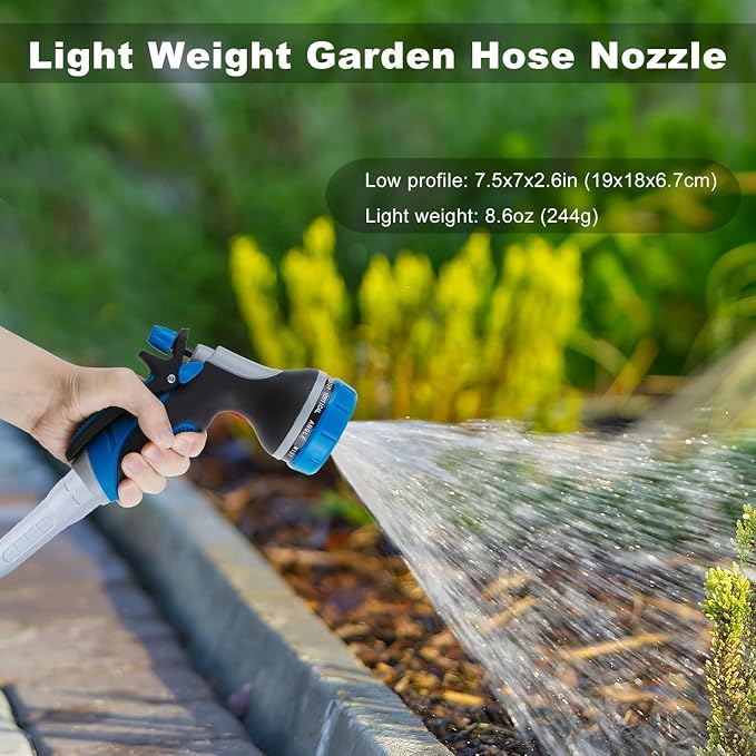 Garden Hose Nozzle with Adjustable 10 Watering Patterns Hose Spray Nozzle | Slip Resistant High Pressure Leak-Proof ,Water Hose Nozzle Sprayer for Plants & Lawns Watering,Car Washing and Pet Showering