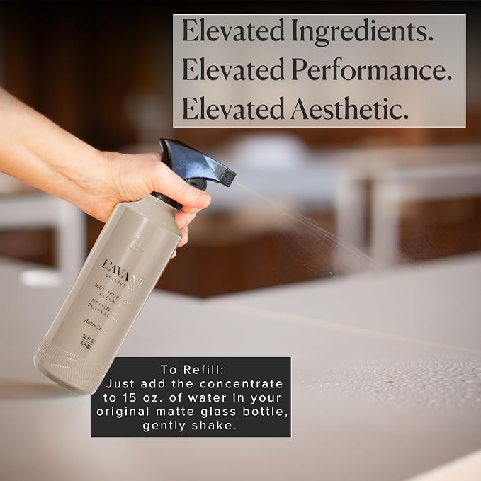 L'AVANT Collective Luxury Multipurpose Surface Cleaner Concentrate | All Purpose Cleaning Spray Refill, Plant-Based & Non-Toxic | Makes 48 Fl Oz, EPA Safer Choice | 3 Fl Oz | Ambre Santal
