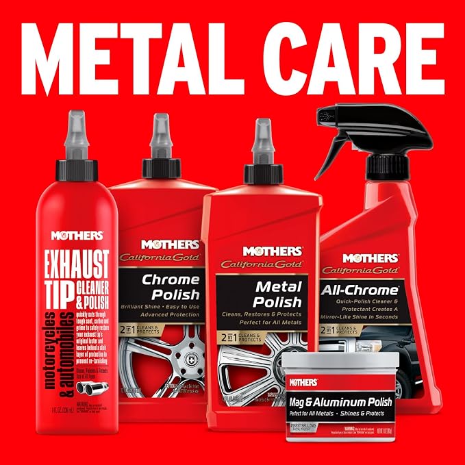 Mothers Exhaust Tip Cleaner & Polish, 8 oz. (05138) | Cleans, Polishes & Protects Stainless Steel, Chrome & Black Chrome Tips, Removes Baked-on Carbon, Soot & Tarnish