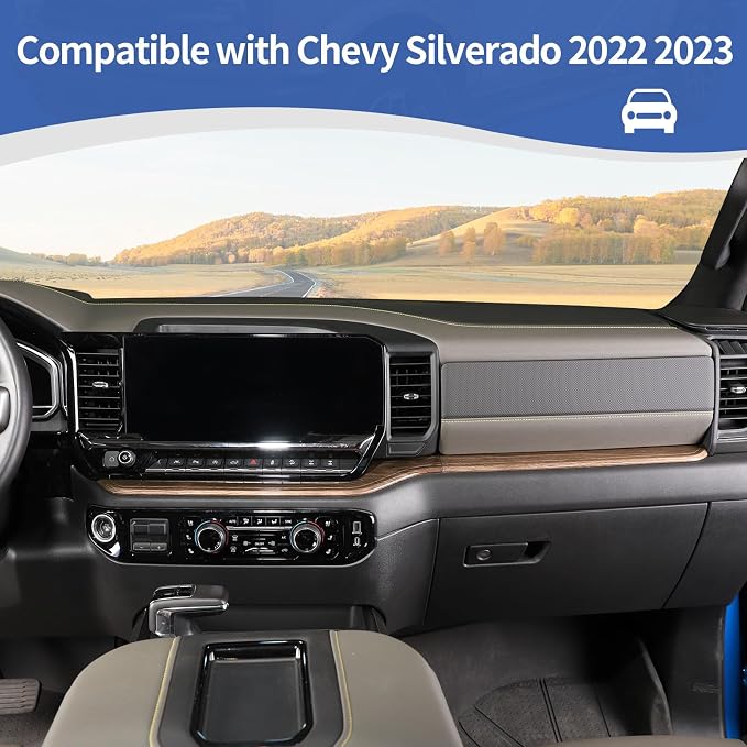 RT-TCZ for Silverado Dashboard Panel Trim Compatible with Chevy Silverado 2022 2023 Wood Grain Interior Accessories 2pcs