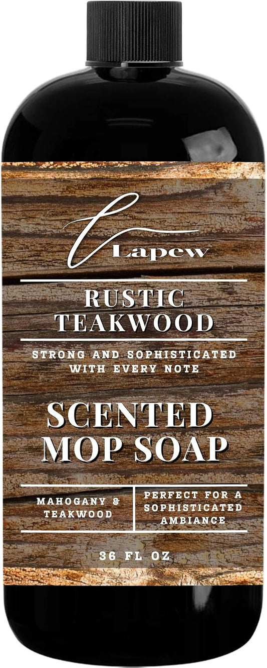 Lapew Rustic Teakwood Scented Mop Soap - Luxury Floor Cleaner Concentrate for Mopping Tile, Laminate, Vinyl & Hardwood | Streak-Free, Low-Foam | 36 oz