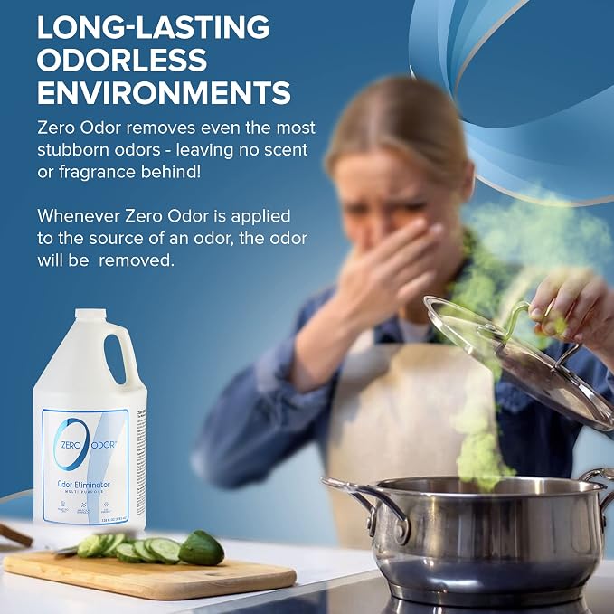 Zero Odor Multi-Purpose Odor Eliminator, Air and Surface Odor Remover for Home, Bathroom, Kitchen, and Closet, Refill, 128 oz