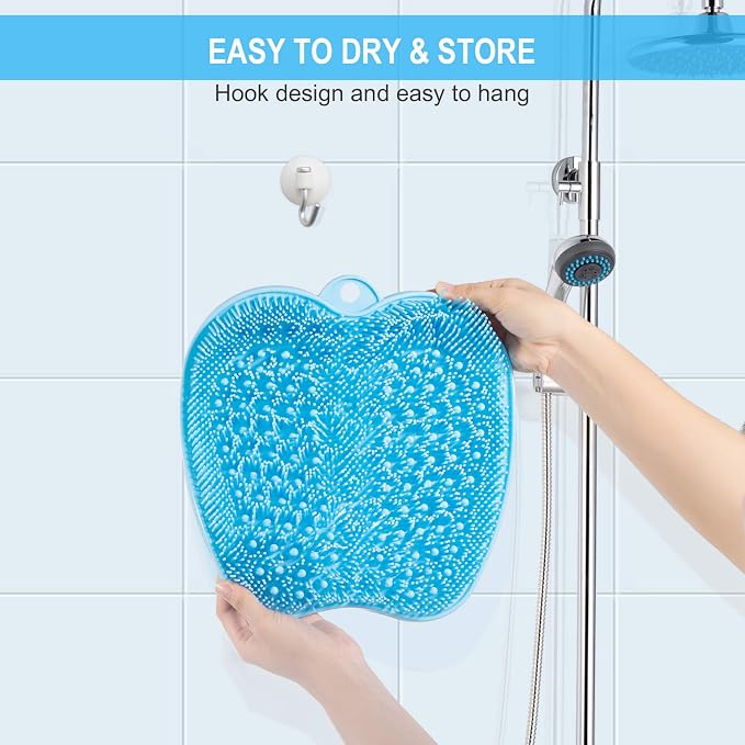 BESKAR Larger Shower Foot Scrubber Mat with Non-Slip Suction Cups | Cleans, Smooths, Exfoliates, Massages Your Feet Without Bending, Improve Foot Circulation, Soothes Tired Feet