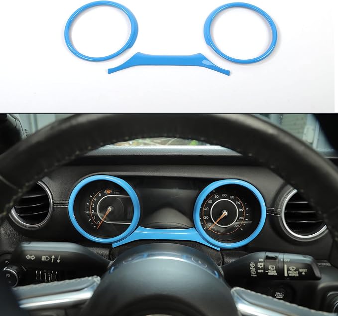 RT-TCZ for Jeep JL Dashboard Instrument Panel Gauges Trim Ring Cover for Jeep Wrangler JL JLU Gladiator JT 2018-2023 Light Blue Interior Accessories 3pcs