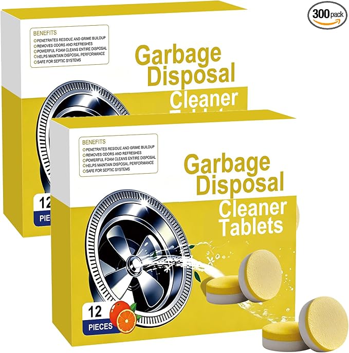 Deep Clean Disposal Tablets,sink cleaner, garbage disposal cleaning tablets, kitchen drain clean care, powerful kitchen foam cleaner, Fresh Citrus Foam Sink Garbage Disposer Freshener 12p (2pcs)