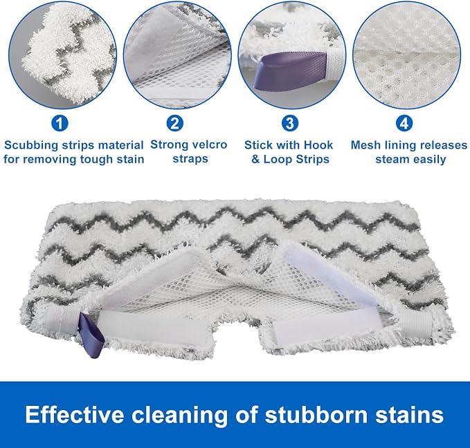 6 Pack S3501 S3601 Steam Mop Replacement Pads for Shark S3501 S3601 S3550 S3801 S3901 S3601D S3801CO S3901D S3455K S2902 SE450 Steam and Scrub Pocket Mop Steamer Pads Washable