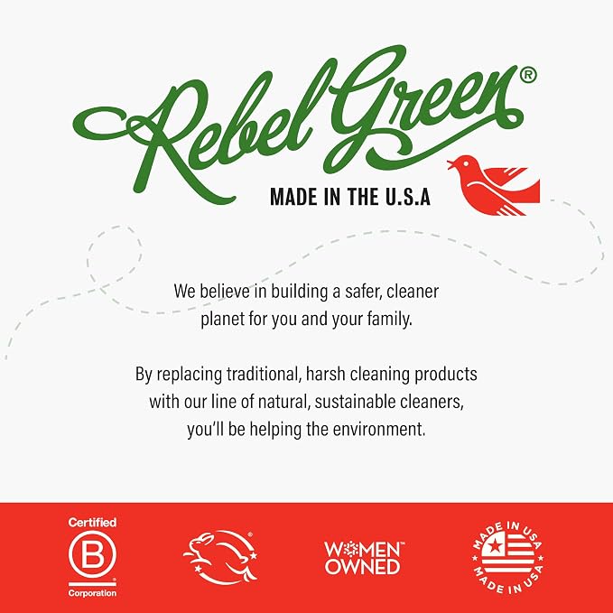 Rebel Green Natural All-Purpose Cleaning Spray - Plant-Derived Multi-Surface Cleaner with Essential Oils for Kitchen, Bath, Countertops and More - Peppermint & Lemon Scent - 16 oz - 2 Pack