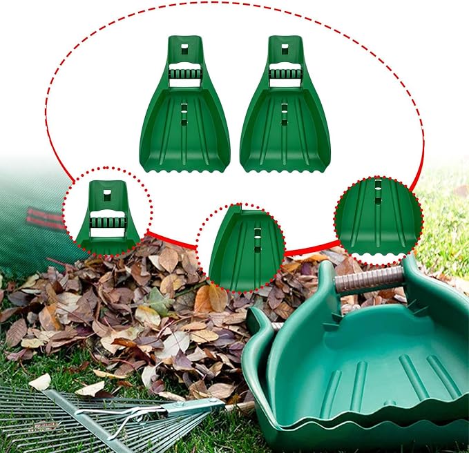 Gralara 2Pcs Leaf Grabbers, Ergonomic Leaves Removal Branches Collector Cleaning Tool for Porch Yard Shrub Lawns Farming