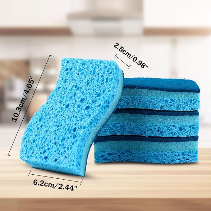 AIDEA Sponges Kitchen, 6Count, Non-Scratch Scrub Sponge, Sponge for Dishes | Kitchen Sponges for Non-Stick Cookware, Cleans Fast Without Scratching, Cleaning Power for Kitchen, Bathroom, Household