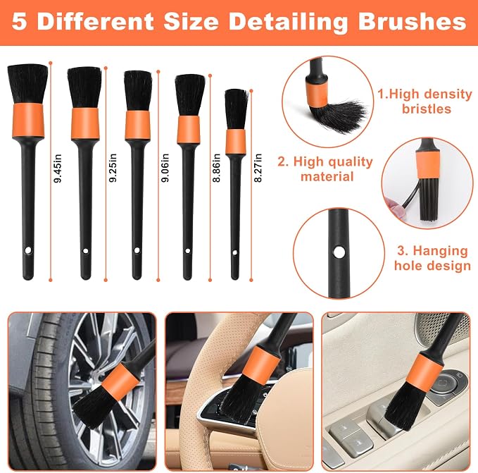 Windshield Cleaner Tool, 15Pcs Car Interior Cleaning Kit, Detailing Kit Cleaner, Detailing Brush, Cleaning Gel, Inside Cleaning Supplies Accessories for Trucks, SUVs, RVs Window