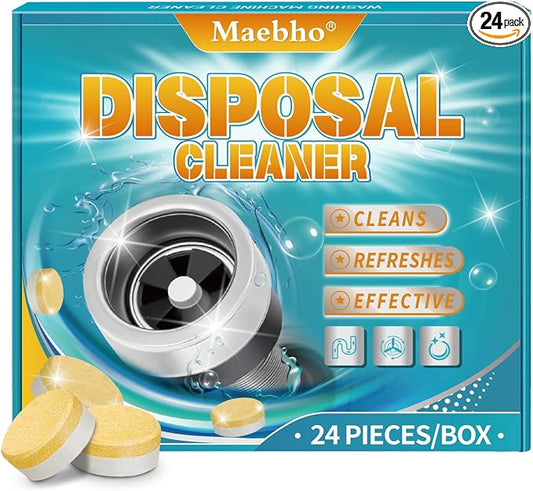 Garbage Disposal Cleaner and Deodorizer Tablets 24-Pack,Septic Safe Sink and Drain Foaming Clean Tablets,Quickly Eliminates Odors,Powerful Foaming Action,Lemon Scent – 1-Year Supply