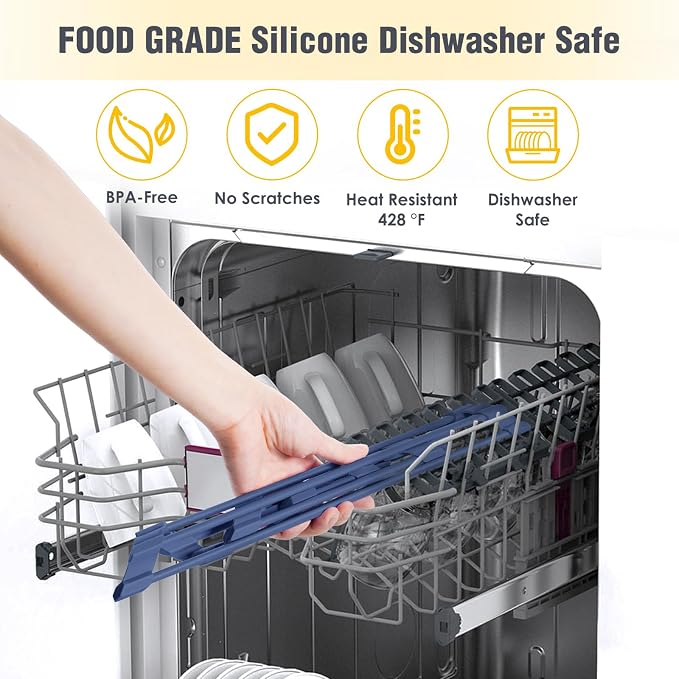Tomorotec Compact Silicone-Coated Triangle Dish Drying Rack for Sink Corner - Foldable Stainless Steel Over-The-Sink Organizer and Storage Shelf (Dark Blue)