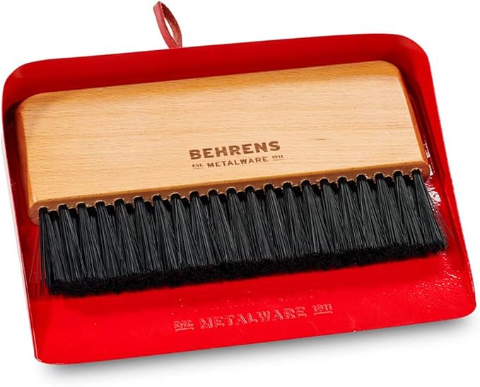 Behrens Red Galvanized Dustpan & Brush Set