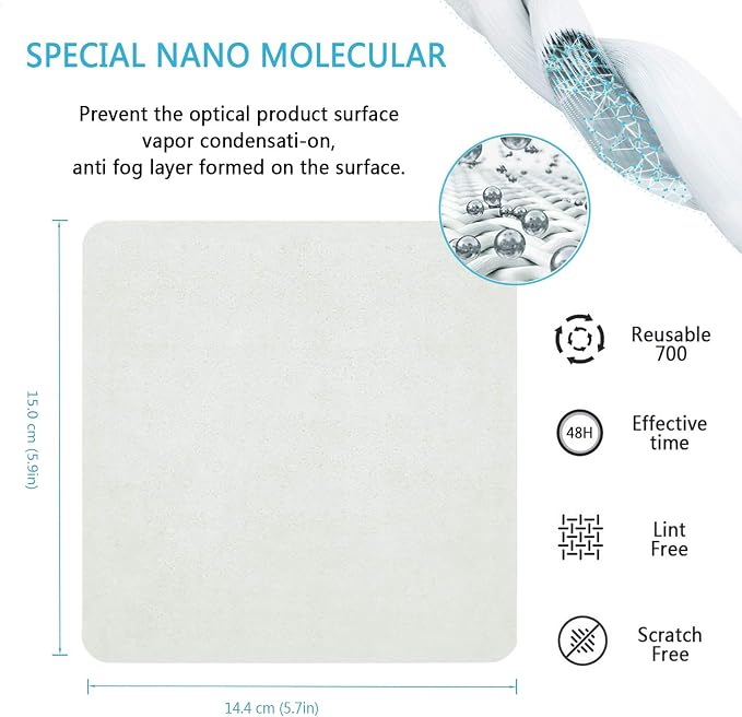 LifeArt Anti Fog Cloth for Eyeglasses, Microfiber Cleaning Cloth for Screen, Goggles and Ski Masks, Nano Technology, Reusable 700 Times, Safe on All Types of Lens Coating, Streak-Free (1 Pack)