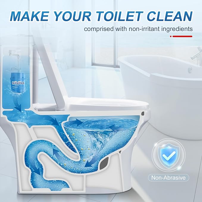KIISIISO Toilet Bowl Cleaners 6 Bottles, Automatic Long-Lasting Toilet Bowl Cleaner Tablets in Bottle, for About 6 Months' Supply, Blue