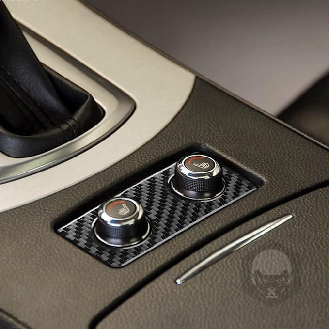 Real Carbon Fiber Trim for Infiniti Accessories | for G35 G37 X S 2007 2008 2009 2010 Center Console Seat Heating Button Cover Interior Thick Overlay Decal