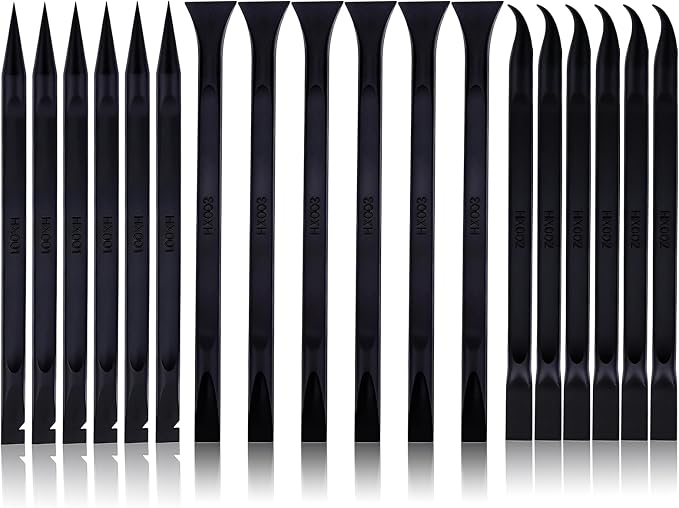18 PCS Carbon Fiber Plastic Scrapers Tool, Non-Scratch Scraper Tool for Tight Spaces, Multi-Purpose Label Scraper Pen-Shaped, for Car Cleaning Supplies, Kitchen, Crevices, Stains (Black)