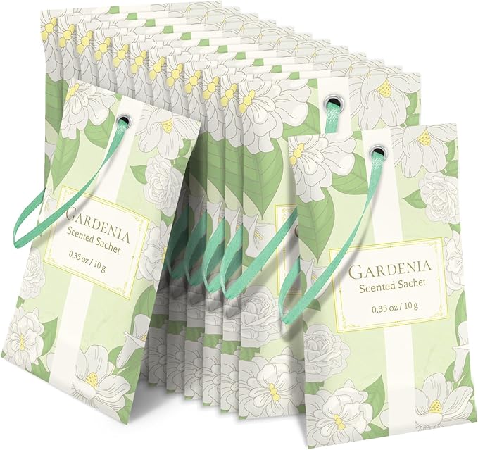 STRN Scented Sachets for Drawer and Closet, Gardenia Scent 14 Pack for Home | Long-Lasting Sachets, Small Space Air Freshener for Wardrobes