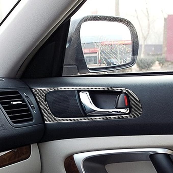 JKYUKU Real Carbon Fiber for Subaru Accessories Inner Door Handle Bowl | for Legacy/Outback 2005-2009, Black Inner Door Handle Bowl Sticker, Tool-Free Installation, Anti-Scratch